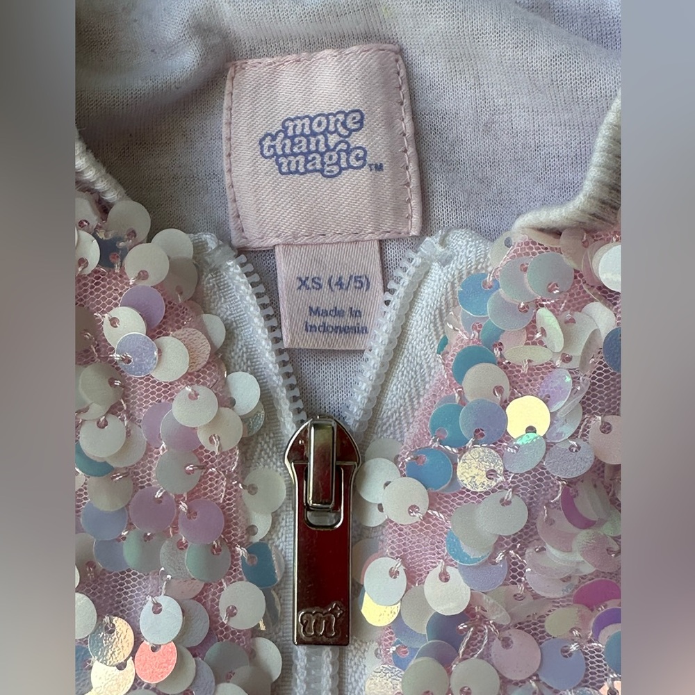 More Than Magic Girls' Sequin Bomber Jacket size XS 4/5 - Picture 4 of 10